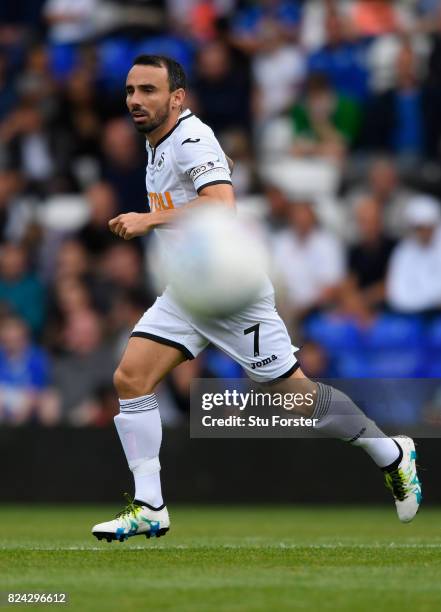 Swansea player Leon Britton in action during the Pre Season Friendly match between Birmingham City and Swansea City at St Andrews on July 29, 2017 in...