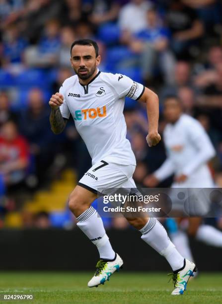 Swansea player Leon Britton in action during the Pre Season Friendly match between Birmingham City and Swansea City at St Andrews on July 29, 2017 in...