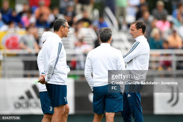 Marco Landucci and Massimiliano Allegri of Juventus during the morning training session for Summer Tour 2017 by Jeep on July 29, 2017 in Boston,...