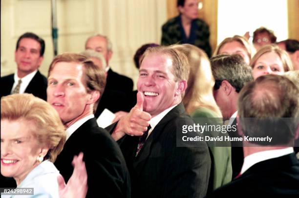 Former First Lady Betty Ford, Michael Ford, and Steve Ford attending the ceremony awarding former President Gerald Ford with the Presidential Medal...