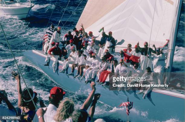 Stars & Stripes '87 wins the America's Cup at the Royal Perth Yacht Club, Perth, Australia, February 4, 1987.