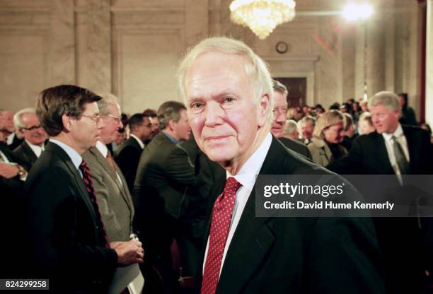 Former Senator Bob Packwood at a memorial service in the White House, Washington DC, January 28, 1999. The service was held in honor of Florida...