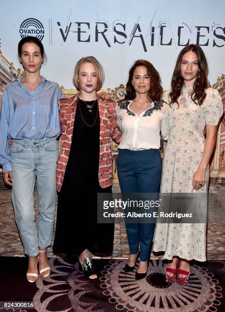 Actors Elisa Lasowski, Jessica Clark, Suzanne Clement, and Anna Brewster of 'Versailles' at the Ovation Summer TCA Press Tour at The Beverly Hilton...