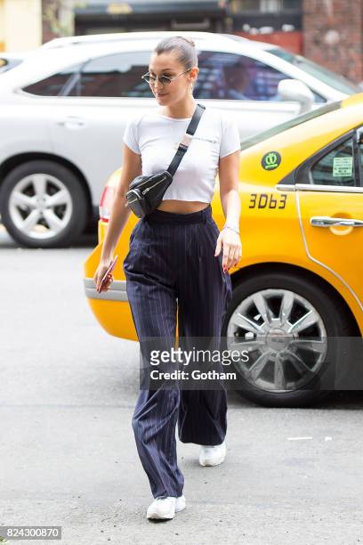 Model Bella Hadid is seen in the East Village on July 29, 2017 in New York City.