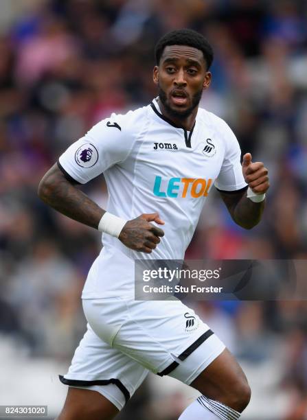 Swansea player Leroy Fer in action during the Pre Season Friendly match between Birmingham City and Swansea City at St Andrews on July 29, 2017 in...