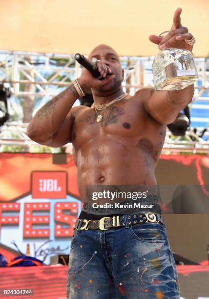 Rapper Flo Rida performs at JBL Poolside, one of the many events a part of JBL Fest, an exclusive, three-day music experience hosted by JBL at the...