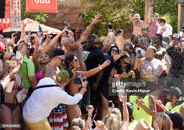 Rapper Flo Rida performs in the crowd at JBL Poolside, one of the many events a part of JBL Fest, an exclusive, three-day music experience hosted by...