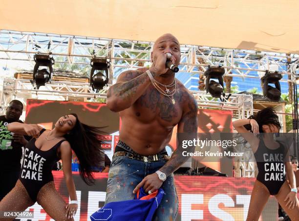 Rapper Flo Rida performs at JBL Poolside, one of the many events a part of JBL Fest, an exclusive, three-day music experience hosted by JBL at the...