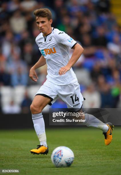 Swansea player Tom Carroll in action during the Pre Season Friendly match between Birmingham City and Swansea City at St Andrews on July 29, 2017 in...