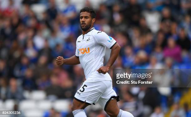 Swansea player Wayne Routledge in action during the Pre Season Friendly match between Birmingham City and Swansea City at St Andrews on July 29, 2017...
