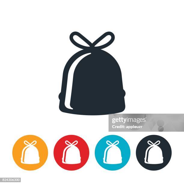 stockillustraties, clipart, cartoons en iconen met prullenbak zak - vuilniszak