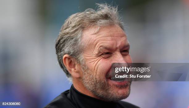 Birmingham assistant Manager Kevin Bond enjoys a joke during the Pre Season Friendly match between Birmingham City and Swansea City at St Andrews on...