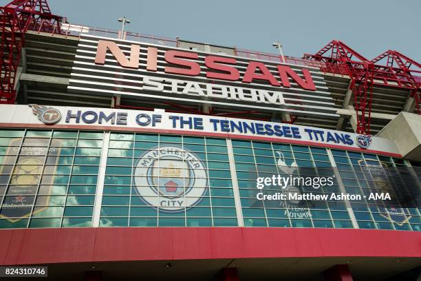 Signage advertising the match prior to the International Champions Cup 2017 match between Manchester City and Tottenham Hotspur at Nissan Stadium on...