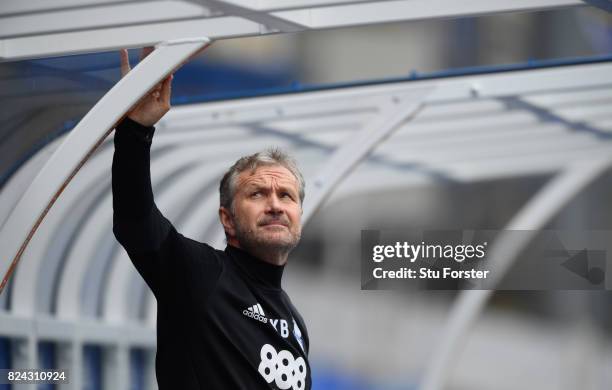 Birmingham assistant Manager Kevin Bond looks on during the Pre Season Friendly match between Birmingham City and Swansea City at St Andrews on July...