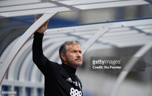Birmingham assistant Manager Kevin Bond looks on during the Pre Season Friendly match between Birmingham City and Swansea City at St Andrews on July...