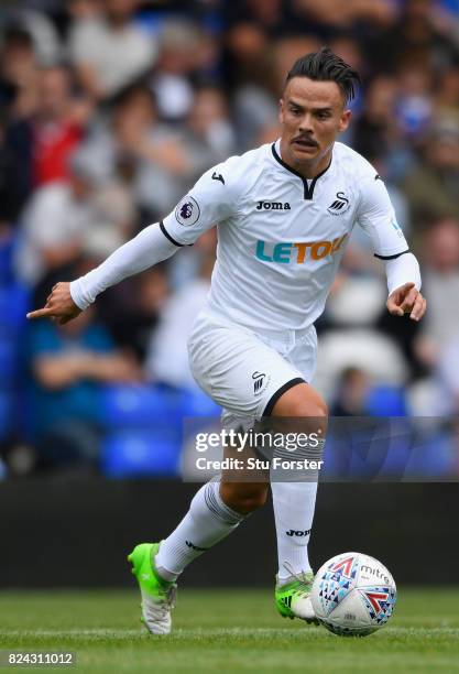 Swansea player Roque Mesa in action during the Pre Season Friendly match between Birmingham City and Swansea City at St Andrews on July 29, 2017 in...