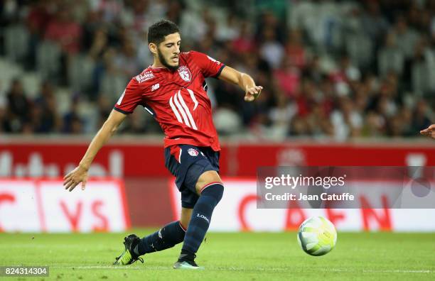 Yassine Benzia of Lille during the pre-season friendly match between Lille OSC and Stade Rennais FC at Stade Pierre Mauroy on July 29, 2017 in Lille,...