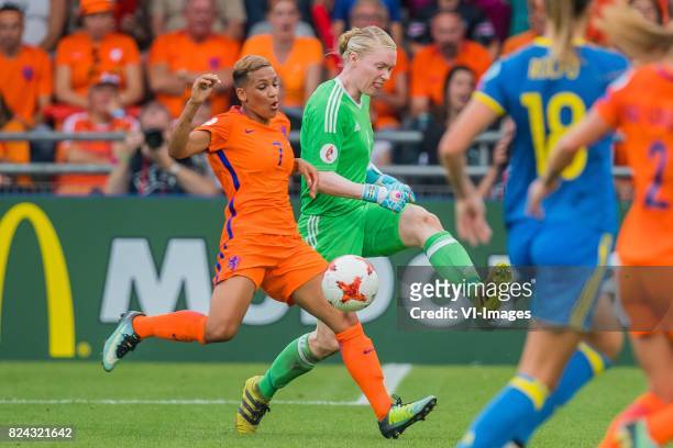 Shanice van de Sanden of Holland Women, goalkeeper Hedvig Lindahl of Sweden women during the UEFA WEURO 2017 quarter finale match between The...