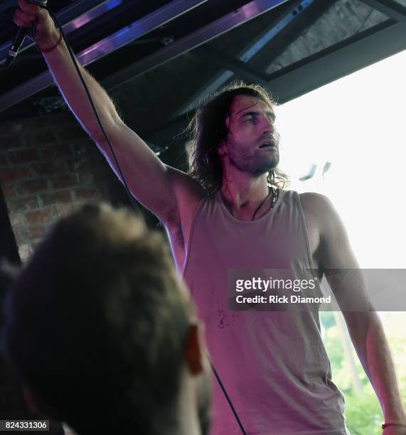 Singer/Songwriter Ryan Hurd performs during Manchester City Host Pre-Game Party in Nashville at George Jones Museum on July 29, 2017 in Nashville,...