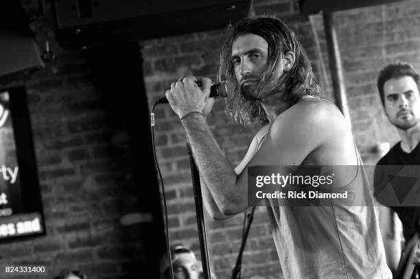 Singer/Songwriter Ryan Hurd performs during Manchester City Host Pre-Game Party in Nashville at George Jones Museum on July 29, 2017 in Nashville,...