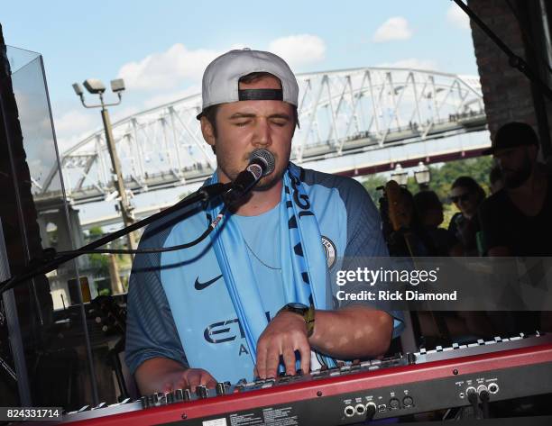 Singer/Songwriter Seth Ennis performs during Manchester City Host Pre-Game Party in Nashville at George Jones Museum on July 29, 2017 in Nashville,...