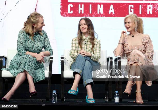 Actors Elisabeth Moss, Alice Englert and Nicole Kidman of 'Top of the Lake: China Girl' speak onstage during the SundanceTV portion of the 2017...