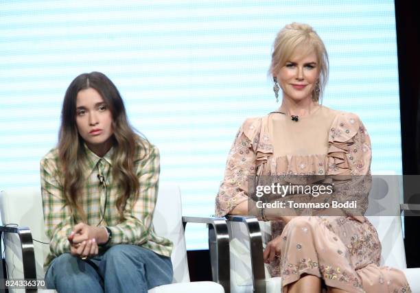 Actors Alice Englert and Nicole Kidman of 'Top of the Lake: China Girl'' speak onstage during the Sundance TV portion of the 2017 Summer Television...