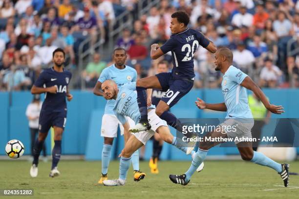 David Silva of Manchester City and Dele Alli of Tottenham Hotspur during the International Champions Cup 2017 match between Manchester City and...