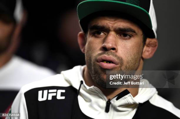 Renan Barao of Brazil waits to enter the arena backstage during the UFC 214 event inside the Honda Center on July 29, 2017 in Anaheim, California.