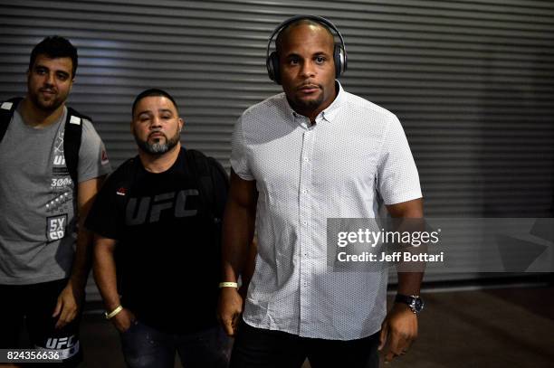 Daniel Cormier arrives backstage during the UFC 214 event inside the Honda Center on July 29, 2017 in Anaheim, California.