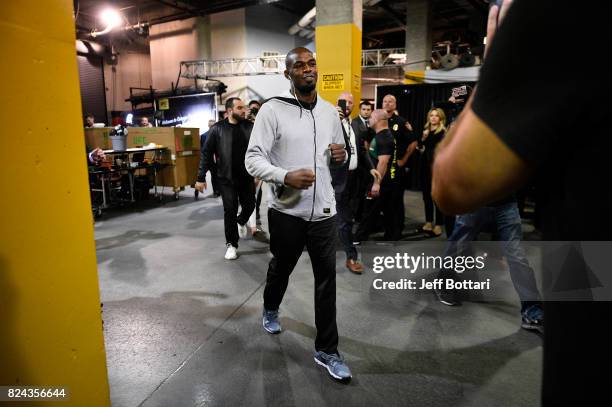 Jon Jones arrives backstage during the UFC 214 event inside the Honda Center on July 29, 2017 in Anaheim, California.