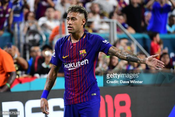 Neymar Jr of Barcelona during the International Champions Cup match between Barcelona and Real Madrid at Hard Rock Stadium on July 29, 2017 in Miami...