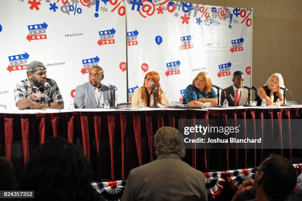 Hanif Willis-Abdurraqib, Jesse Lee Peterson, Deborah Flora, Dr. Alveda King, Shermichael Singleton and Elisha Krauss at the 'Fatherhood, Community,...