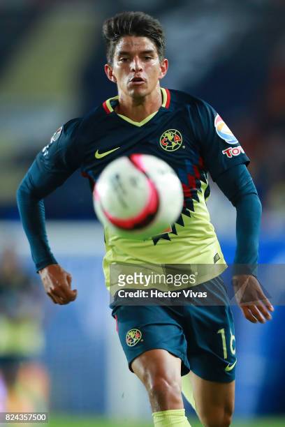 Carlos Orrantia of America looks the ball during the 2nd round match between Pachuca and America as part of the Torneo Apertura 2017 Liga MX at...
