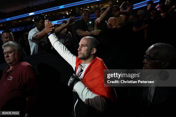 Volkan Oezdemir of Switzerland prepares to fight Jimi Manuwa in their light heavyweight bout during the UFC 214 event at Honda Center on July 29,...