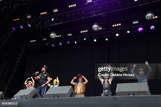 ÊDisco group Village People performs on stage at during Punchestown Music Festival at Punchestown Racecourse on July 29, 2017 in Naas, Ireland.