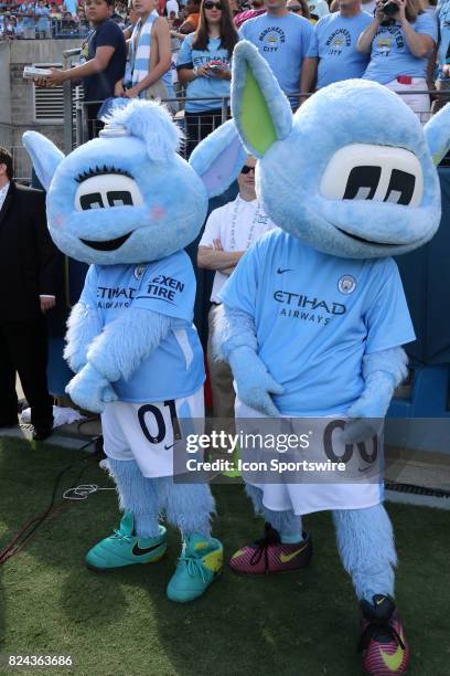 Manchester City mascots, Moonbeam and Moonchester at the game between Manchester City and Tottenham Hotspur. Manchester City defeated Tottenham by...