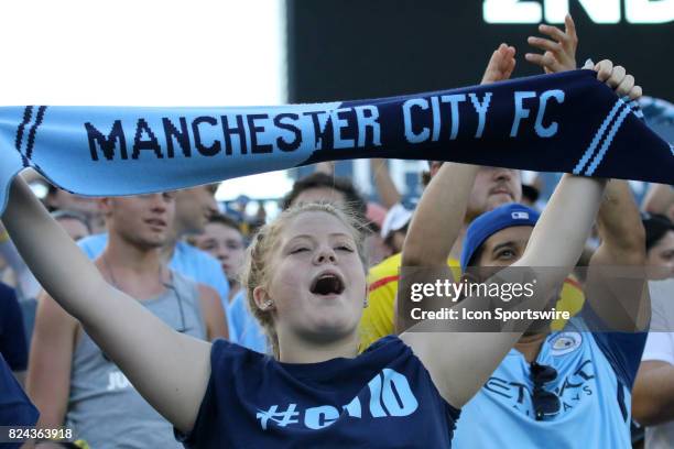 Manchester City fans celebrate the second goal of the game between Manchester City and Tottenham Hotspur. Manchester City defeated Tottenham by the...