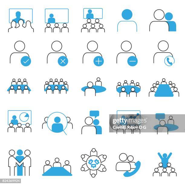 conference icons - workshop table stock illustrations
