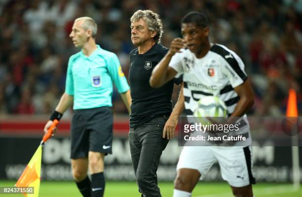 Coach of Stade Rennais Christian Gourcuff during the pre-season friendly match between Lille OSC and Stade Rennais FC at Stade Pierre Mauroy on July...