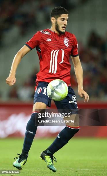 Yassine Benzia of Lille during the pre-season friendly match between Lille OSC and Stade Rennais FC at Stade Pierre Mauroy on July 29, 2017 in Lille,...