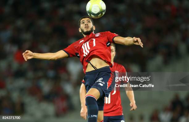 Yassine Benzia of Lille during the pre-season friendly match between Lille OSC and Stade Rennais FC at Stade Pierre Mauroy on July 29, 2017 in Lille,...