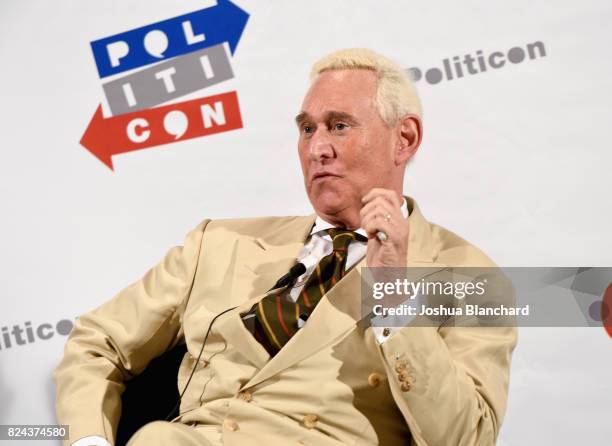 Roger Stone at 'Watergate: The Long View panel during Politicon at Pasadena Convention Center on July 29, 2017 in Pasadena, California.