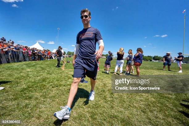 Chicago Bears General Manager Ryan Pace walks off the field after a practice session during the Chicago Bears Training Camp on July 29, 2017 at...
