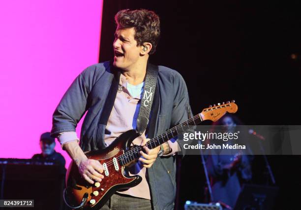 John Mayer perfroms during "The Search For Everything" world tour at Shoreline Amphitheatre on July 29, 2017 in Mountain View, California.