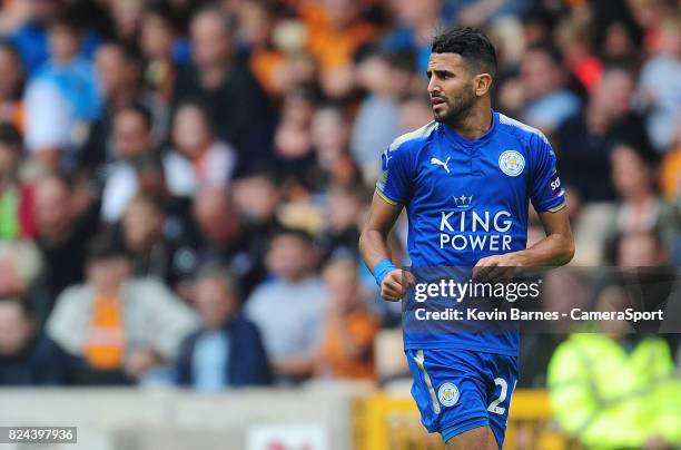 Leicester Citys Riyad Mahrez during the pre-season friendly match between Wolverhampton Wanderers and Leicester City at Molineux on July 29, 2017 in...