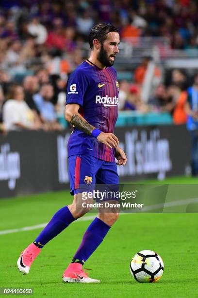 Aleix Vidal of Barcelona during the International Champions Cup match between Barcelona and Real Madrid at Hard Rock Stadium on July 29, 2017 in...
