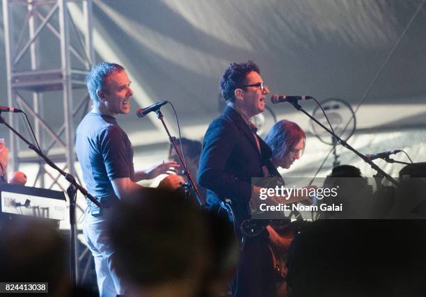 Stuart Murdoch and Stevie Jackson of Belle and Sebastian perform at the 2017 Panorama Music Festival at Randall's Island on July 29, 2017 in New York...