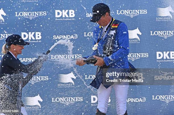 Simone Blum and Christian Ahlmann during the Global Jumping at Longines Global Champions Tour at Sommergarten unter dem Funkturm on July 29, 2017 in...