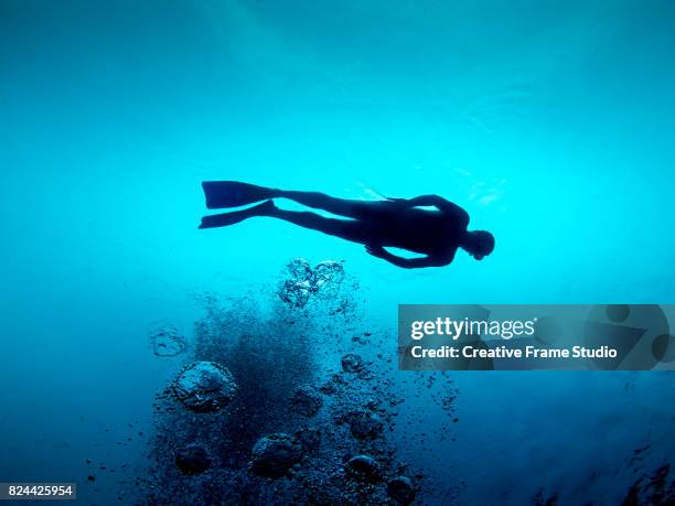 free diver getting ready - free diving stockfoto's en -beelden